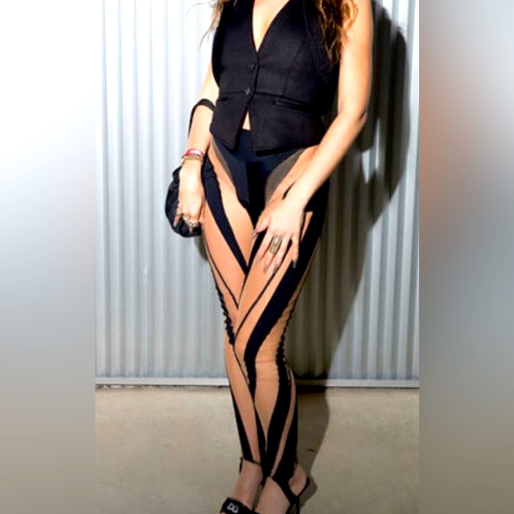 WORN ONCE black and sheer Mugler leggings